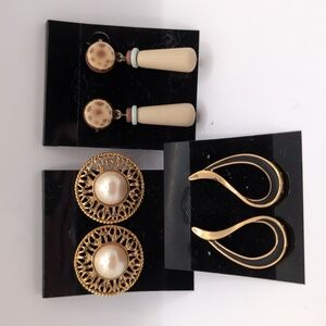 (3) Pairs Vintage 80's AVON Pierced Earrings - Simply Classic Color Swirl Tribal